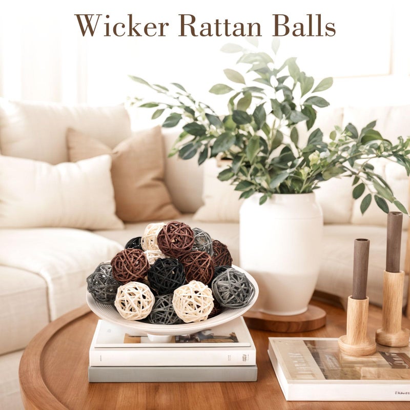 DomeStar 24PCS Brown Decorative Balls for Bowl Centerpiece  2 Inch Rattan Balls Bowl Fillers Decor - Wicker Twig Orbs Spheres  Wedding Home Vase Table Decor - Image 3